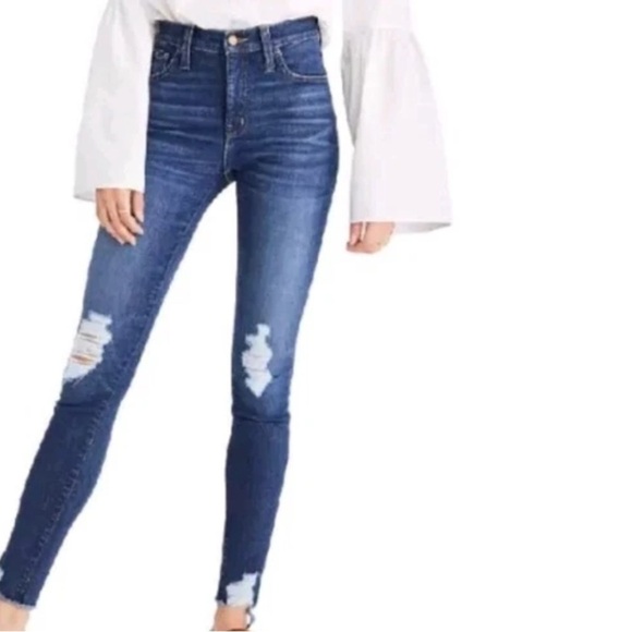 MADEWELL 9" High Rise Skinny H0317 Kurt Destructed Distressed Jean - Size 26 - Picture 1 of 12